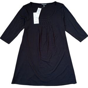 NWT Eileen Fisher Stretch Silk Jersey Scoopneck Tunic Top Black Small Rtl. $178